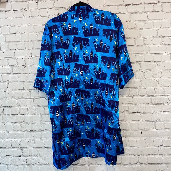 🎓 Miss Fifi Two Piece Silky Navy Set Robe & Bottoms - Picture 4 of 9